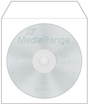 MediaRange Paper sleeves for 1 disc, with flap and window, white, Pack 50