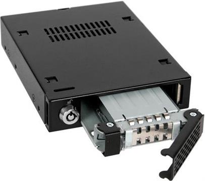 SATA/SAS HDD & SSD Mobile Rack For 3.5” Device Bay - Full Metal, Host Interface: 7 pin SATA x 2, Drive Bay: 1x 8.89 cm (3.5") Bay, Transfer Rate: 6Gb/sec, SECC, Matt Black