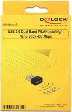 USB 2.0 Dual Band WLAN ac/a/b/g/n Nano Stick 433Mbps