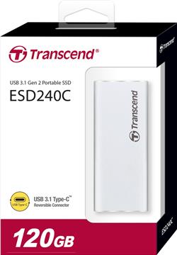 ESD240C, 120 GB, 3D NAND, 520/460 MB/s, USB 3.1 C, 81.4x33.6x7.5 mm, silver