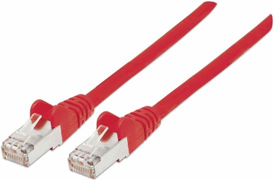 S/FTP 26 AWG, CAT7 Raw Cable, CAT6a Modular plugs, 0.25 m, Red