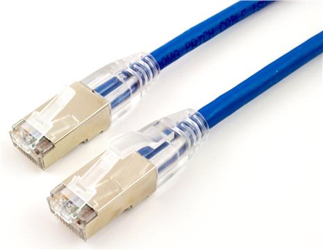 S/FTP 26 AWG, CAT7 Raw Cable, CAT6a Modular plugs, 3 m, Blue