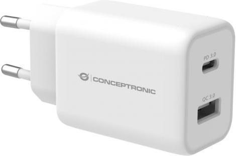 CONCEPTRONIC punjač 2 porta 33W, USB-C/USB-A PD bijeli