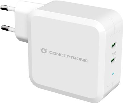 CONCEPTRONIC punjač 2 porta 100W, USB-C PD bijeli