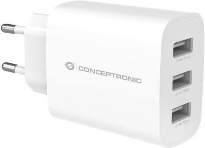 CONCEPTRONIC punjač 3Port 30W, USB-A bijeli