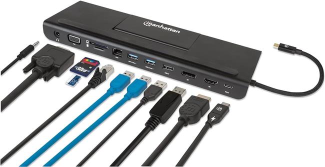 MANHATTAN USB-C 8-in-1 docking station HDMI RJ45 3xUSB-A