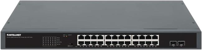 INTELLINET 24-Port Gigabit PoE+ Switch with 2 SFP Port 19