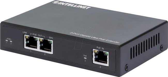 INTELLINET 2-Port Gigabit Ultra PoE-Extender 60W um 100m