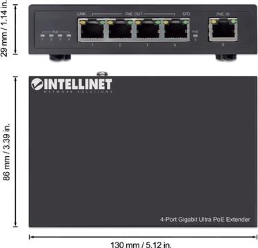 INTELLINET 4-Port Gigabit Ultra PoE-Extender 90W um 100m