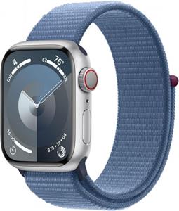Apple Watch 9 GPS+Cellular 45mm aluminium srebrna | Zimowy Błękit opaska sportowa