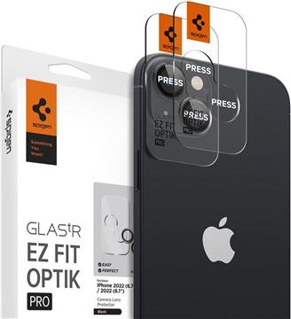 Spigen Glass EZ Fit Optik Pro, zaštitno staklo za kameru telefona, 2 kom, crno - iPhone 14/iPhone 14 Plus (AGL05213)