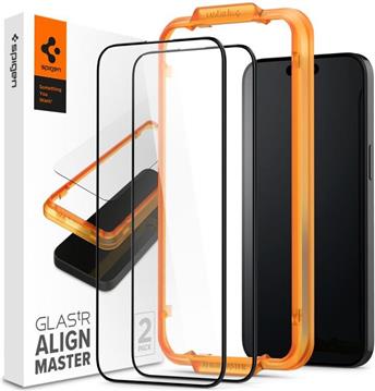 Spigen Glass tR AlignMaster, zaštitno staklo za ekran telefona, 2 kom, FC crni - iPhone 15 Pro Max (AGL06875)