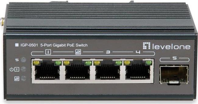 LevelOne Switch 5x GE IGP-0501 4xGE 1xGSFP 4xPoE+