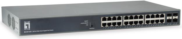 LevelOne Switch 24x GE GEP-2841 2xGSFP 19" 370W 24xPoE+