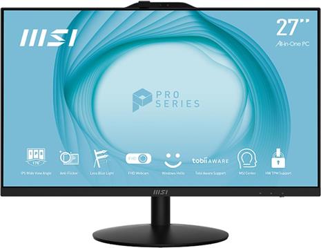 All In One MSI PRO AP272 13M-236EU, 27" IPS LED FHD16:9 (1920x1080), Intel Core i3-13100, 8GB DDR4 SODIMM (1 slot free), 512GB SSD M.2, USB3.2, USB2.0, HDMI, DP, LAN, Intel WiFi/BT 6E, FHDCam, Black, 