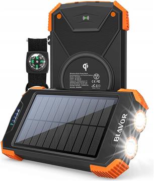 2GO Notfall-Powerbank 10000mAh Solar- Handkurbel-Aufla.