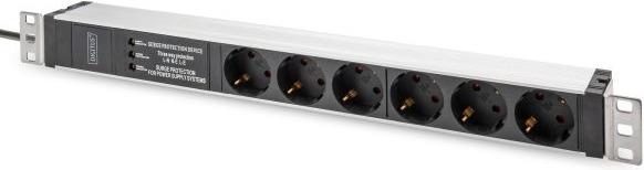DIGITUS PDU 1HE 6x Schuko 16A Ausgänge 230V16A schwarz