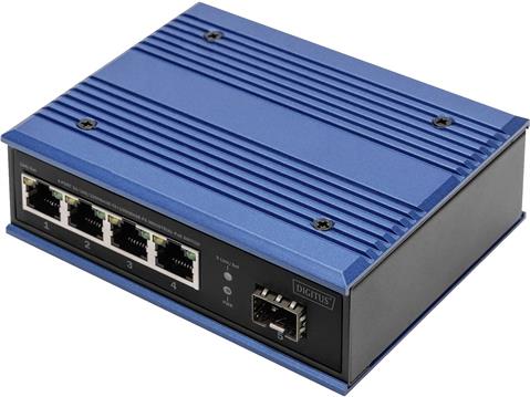 DIGITUS Industrial Ethernet Switch - 5 Ports - 4x Base-Tx (10/100/1000) - 1x Base-Fx (1000) SFP - PoE