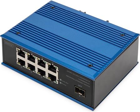 DIGITUS Industrial Ethernet Switch - 9 Ports - 8x Base-Tx (10/100/1000) - 1x Base-Fx (1000) SFP