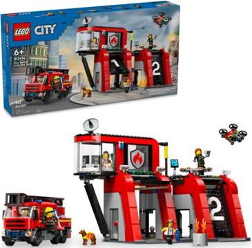 LEGO City Feuerwehrstation mit Drehleiterfahrzeug 60414