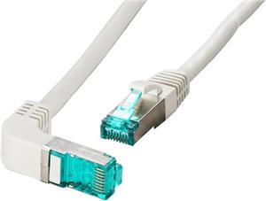 S/FTP prespojni kabel Cat.6a LSZH Cu AWG27, sivi, 0,25 m, s 1 kutnim konektorom