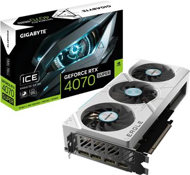 GIGABYTE Video Card NVIDIA GeForce RTX 4070 SUPER EAGLE OC ICE 12GB, GDDR6X 12GB/192bit, PCI-E 4.0, 1x HDMI, 3x DP, 1x 12VHPWR, White, Retail