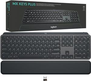 Logitech MX Keys Plus Advanced Wireless Illuminated Keyboard with Palm Rest - GRAPHITE - ADR - 2.4GHZ/BT - INTNL-973 - WITH PALMREST
