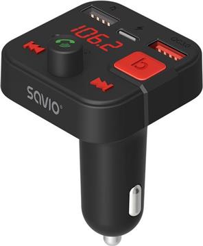 SAVIO FM transmitter, Bluetooth 5.3, QC 3.0 charger, LED display, Bass Boost, TR-15, black