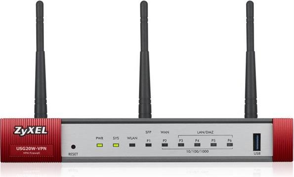 Zyxel USG20W-VPN-EU0101F wireless router Gigabit Ethernet Dual-band (2.4 GHz / 5 GHz) Grey, Red