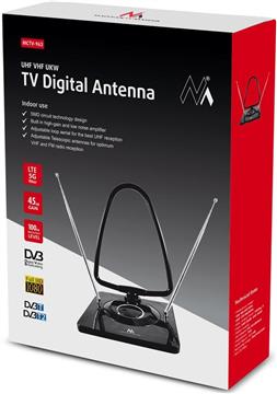 Maclean MCTV-963 High Gain Indoor Aerial Antenna Low Noise Digital Analog Freeview FM DVB Strongt 45dB DVB-T/T2 H.265 HEVC