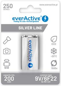 Rechargeable batteries everActive Ni-MH 6F22 9V 250 mAh Silver Line