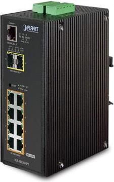 Planet Industrial 10-Port (8x 1GbE RJ45 36W Port POE (240w) 2x 100 1000 SFP Slots), L2 Managed Switch (-40 to 75 C)