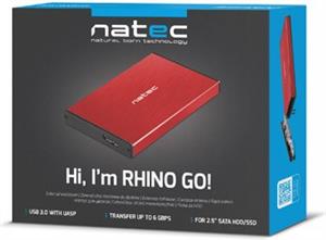 NATEC HDD ENCLOSURE RHINO GO (USB 3.0, 2.5", RED)