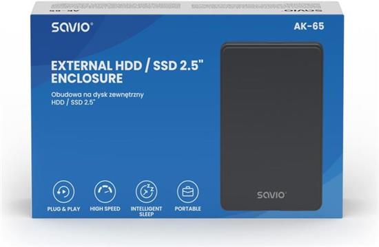 Savio 2.5" External HDD/SDD enclosure, USB 3.0, AK-65