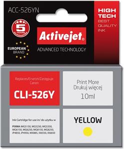 Activejet ACC-526YN Ink cartridge (replacement for Canon CLI-526Y; Supreme; 10 ml; yellow)
