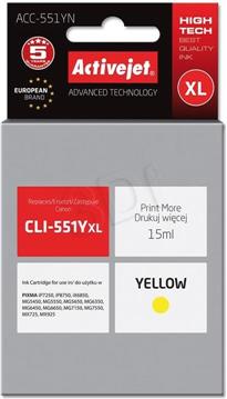 Activejet ACC-551YN Ink cartridge (replacement for Canon CLI-551Y; Supreme; 15 ml; yellow)