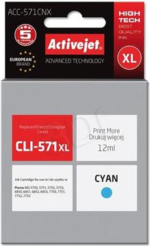 Activejet ACC-571CNX Ink cartridge (replacement for Canon CLI-571XLC; Supreme; 12 ml; cyan)