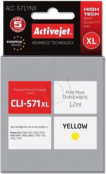 Activejet ACC-571YNX Ink cartridge (replacement for Canon CLI-571XLY; Supreme; 12 ml; yellow)