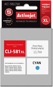 Activejet ACC-581CNX Ink cartridge (replacement for Canon CLI-581XLC; Supreme; 11,70 ml; cyan)