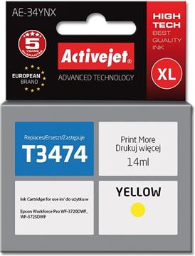 Activejet AE-34YNX Ink Cartridge (replacement for Epson 34XL T3474; Supreme; 14 ml; yellow)