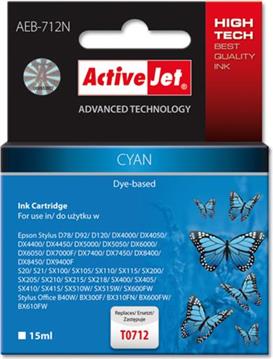 Activejet AEB-712N Ink cartridge (replacement for Epson T0712, T0892, T1002; Supreme; 15 ml; cyan)