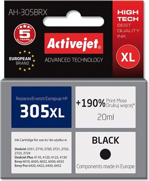 Activejet AH-305BRX ink (replacement for HP 305XL 3YM62AE; Premium; 20 ml; black)