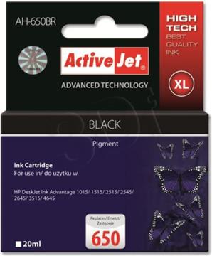 Activejet AH-650BR ink (replacement for HP 650 CZ101AE; Premium; 20 ml; black)