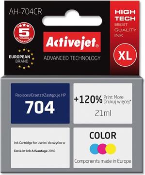 Activejet AH-704CR Ink Cartridge (replacement for HP 704 CN693AE; Premium; 21 ml; colour)