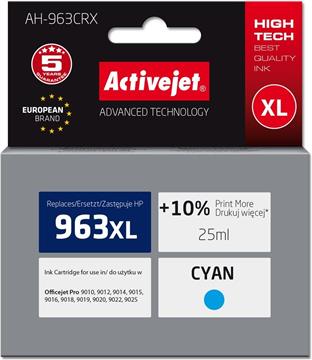 Activejet AH-963CRX Ink (replacement for HP 963XL 3JA27AE; Premium; 1760 pages; 25 ml, cyan)