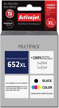 Activejet AH-M652RX ink (replacement for HP 652 F6V25AE/F6V24AE; Premium; 1 x 20 ml, 1 x 21 ml; black, color)