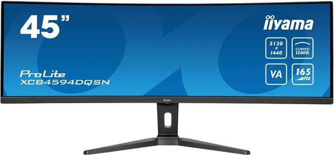 IIYAMA Monitor LED XCB4594DQSN-B1 45’’ Dual QHD VA panel with KVM switch, USB-C 90W dock and RJ45 5120 x 1440 @165Hz 	32:9 450 cd/m2 3000:1 0.8ms height, tilt HDMI DP USB-C RJ45 Hub