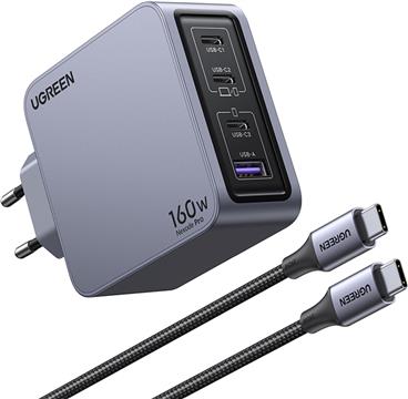Ugreen Nexode Pro 160W 4-Port GaN USB Charger with 1.5M 240W USB-C Charging Cable Included