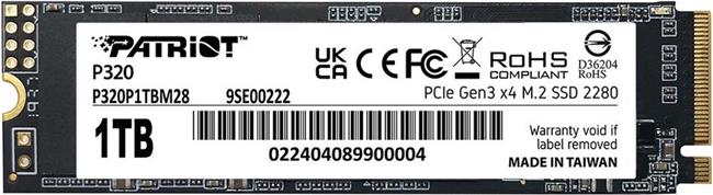Patriot P320 1TB M.2 NVMe SSD PCIe Gen 3 x4