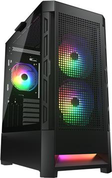 COUGAR | Case Airface RGB Black | PC Case | Mid Tower / Mesh Front Panel / 2 x 140mm ARGB Fans / 1x 120mm ARGB Fan / TG Left Panel / Black